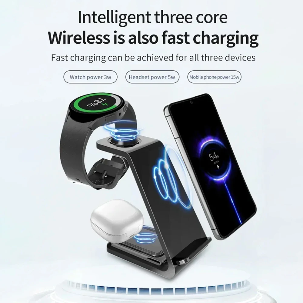 3 In 1 Wireless Charger Stand 30W Fast Charging Station For Samsung Galaxy S23 S22 Watch 6 Pro/5/4/3 Active 1 2 Buds 2 Pro Plus