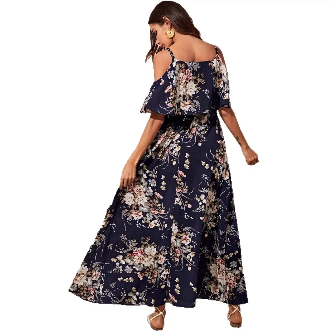 Vaion Sle bloemenprint Dr V-Ne chiffon midden taille Thi gebreide jurk zomerseizoen Chinese oorsprong Dames Faion