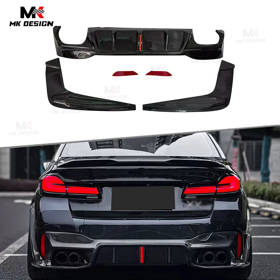 

Carbon Fiber 3D Style Rear Bumper Lip Diffuser With Light for BMW 5 Series G30 G38 F90 M5 530i 540i 2021+ Rear Diffuser