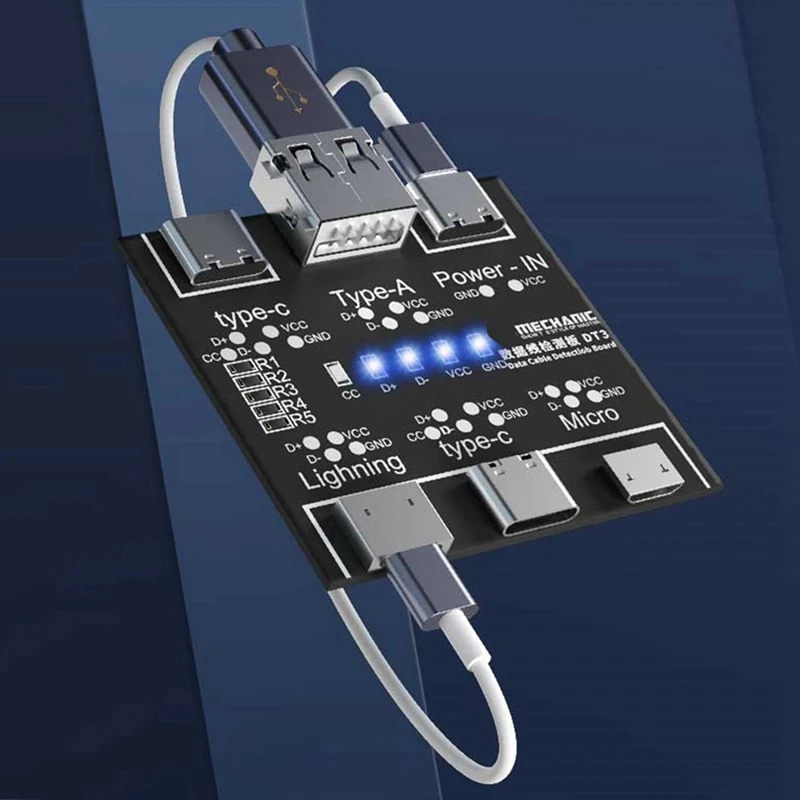 3X DT3 Data Cable Detection Board USB Cable Tester For IOS Android Type-C Short Circuit On-Off Switching Test Board