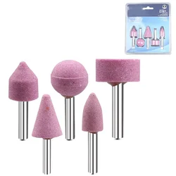 5pcs 6mm Abrasive Stone Polishing Grinding Head Set Electric Drill Bit Wheel Grinding Power Tool Accessories Chrome - Corundum