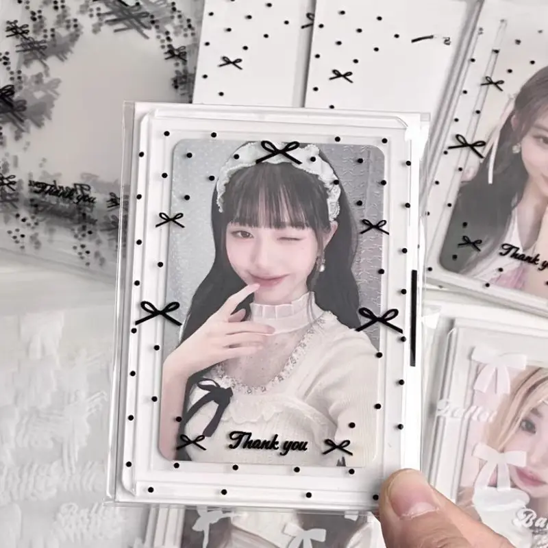 50pcs Idol Card Sleeves INS Ballet Bow Holder For Photo Postcards Top Load Films Photocard Game Cards Protector Card Cover Bag