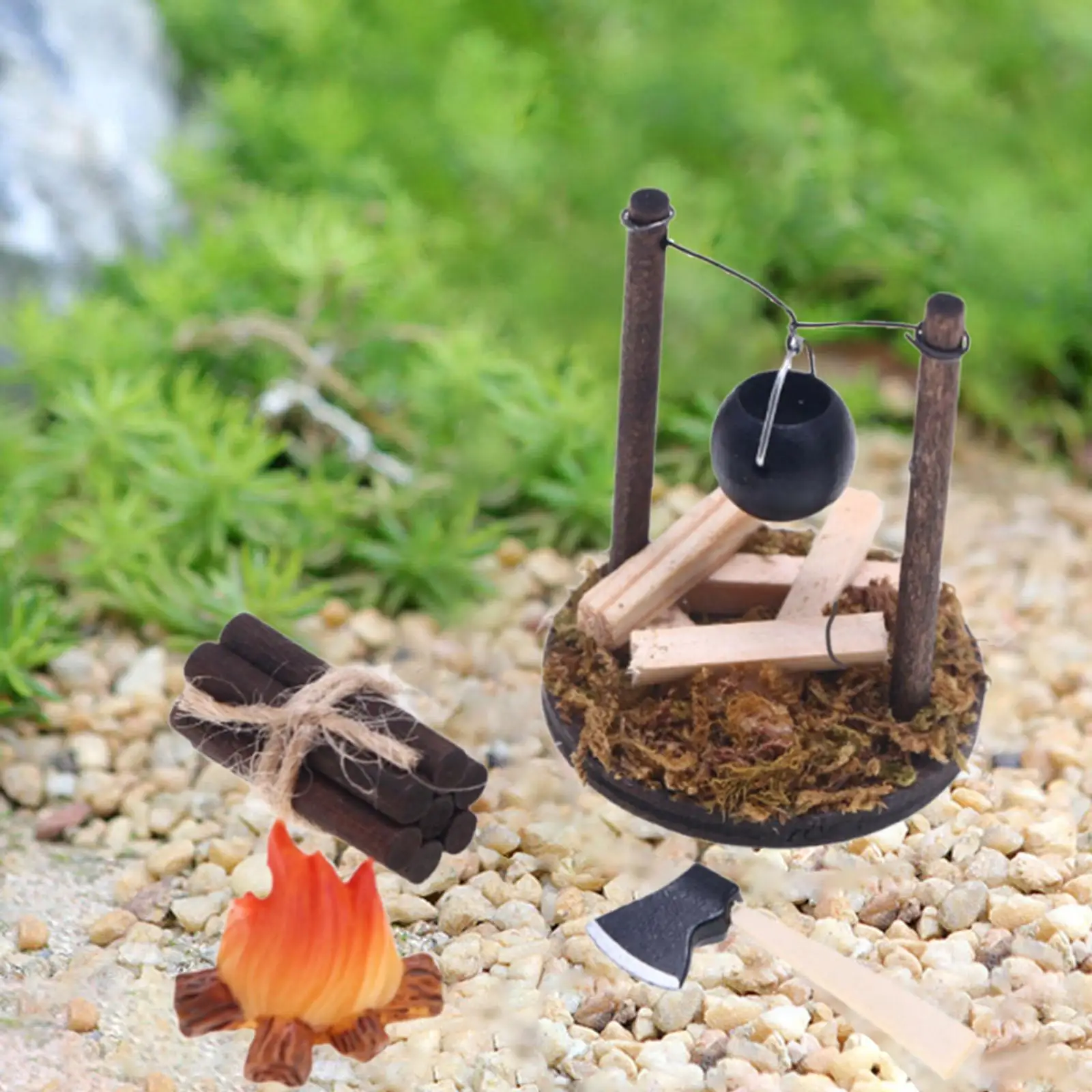 4 Pieces Dollhouse Camp Set Miniature Camping Set Pretend Play Toy Dollhouse Decoration Accessories for 1:12 Dollhouses