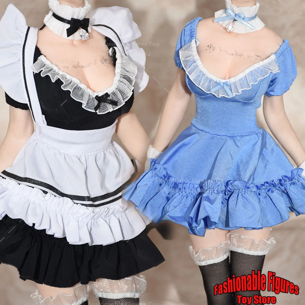 1/6 Vrouwen Soldaat Lolita Meid Jurk Mooie Anime Meisje Schort Ketting Hoge Sokken Kostuums Pak Fit 12Inch Action Figure Model speelgoed