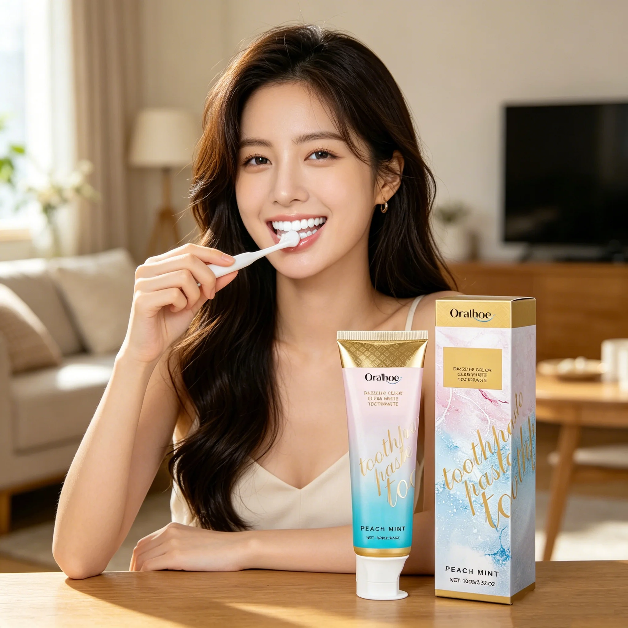 ORALHOE Natural Formula Brighten Toothpaste Powerful Stain Remover Whiten Dull Teeth Prevent Plaque Refreshing Mouth Daily Use