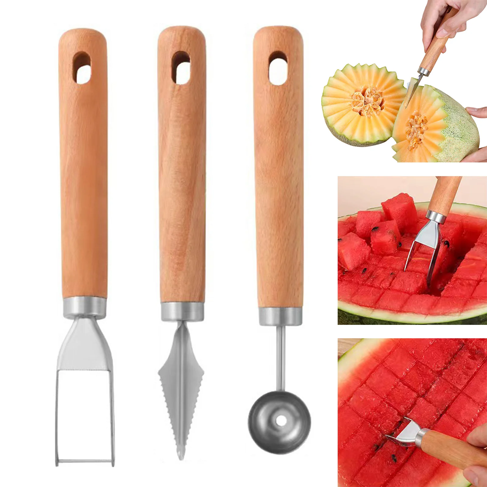 

Watermelon Windmill Cutter Fork Slicer Melon Baller Scoop Cutter Slicer Tool Stainless Steel Watermelon Digger Kitchen Tools