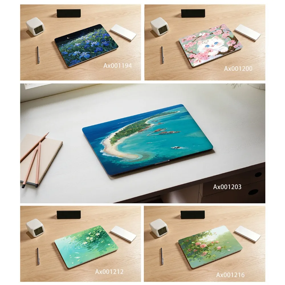 2 pcs/pack Dreamy Blue Wildflower Pond Garden Anti Scratch Protective Laptop Skin Sticker for Universal 13-16 Inch Laptops