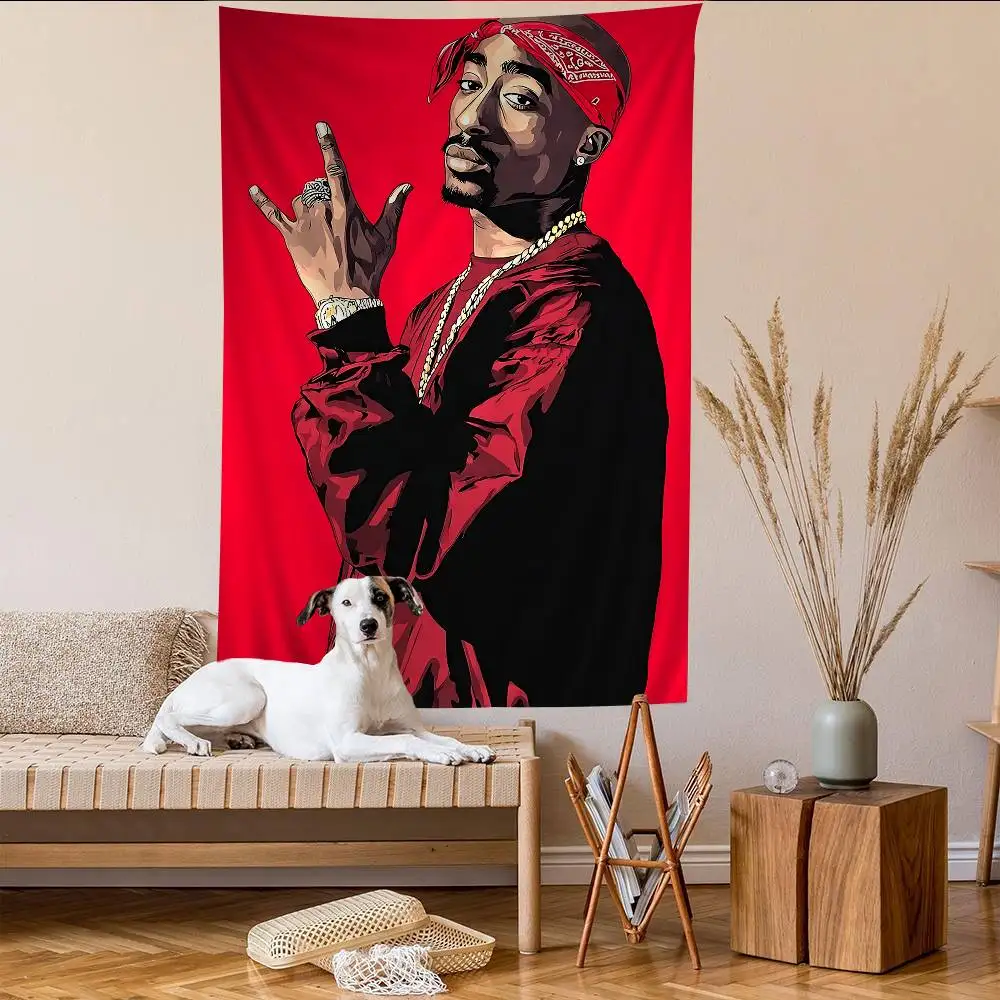 Rapper 2pac Singer Tupac Colorful Tapestry Wall Hanging Hanging Tarot Hippie Wall Rugs Dorm Wall Art Decor