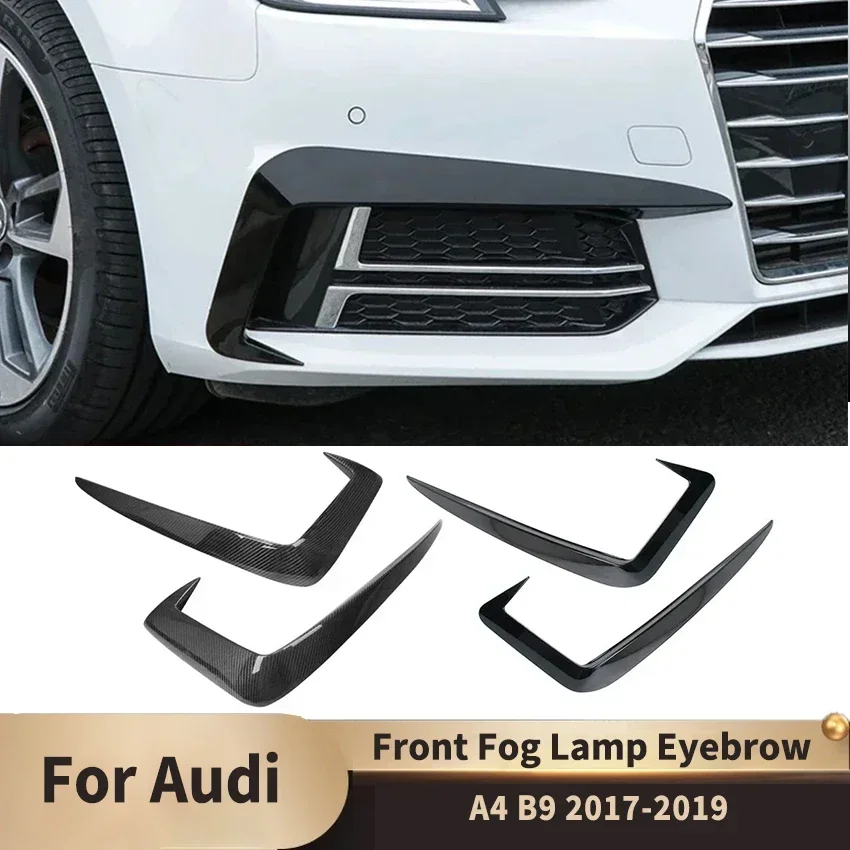 

Car Front Fog Lamp Eyebrow Trim Cover Fog Lamp Strip Stickers for Audi A4 B9 2017-2019 Front Bumper Wind Knife Grille Trim