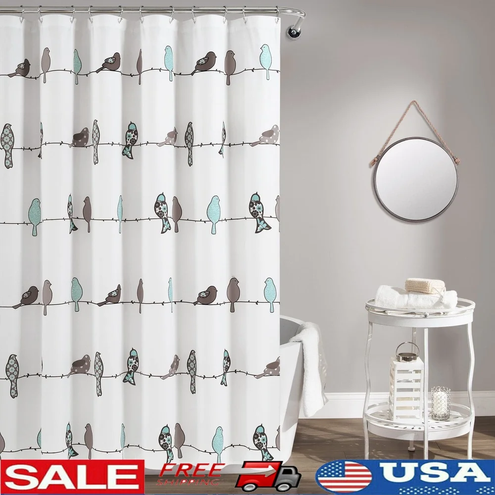 

Красочная занавеска для душа с принтом птиц 72x72 дюйма, легко повесить, водонепроницаемый полиэстер, можно стирать в машине, шикарный декор для ванной комнаты