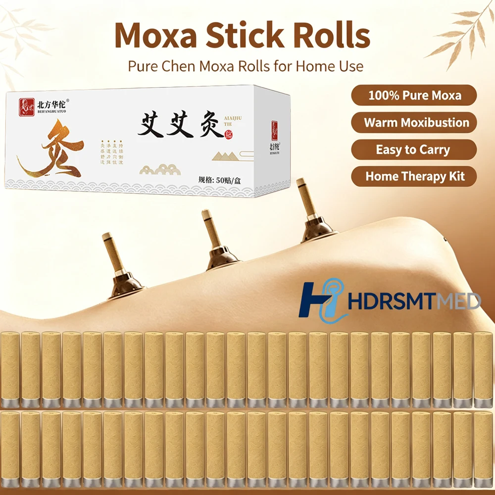 50-500PCS Moxa Stick Moxibustion Smokeless Roll Mini Self-adhesive Acupuncture Massage Sticker Artemisia Box Holder Roller