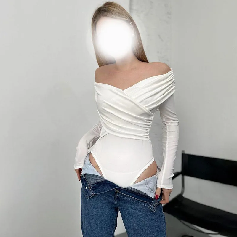 

Sexy One Shoulder Jumpsuit Off Shoulder Pleated Jumpsuit Slim Fit Solid Color Jumpsuit Elegant Chic Summer Solid Romper