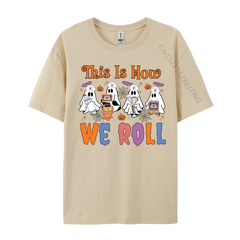 Ultrasound Tech Ghosts Vascular Tech Sonographer Halloween 2024 Popular Men Top T-shirts All Cotton Party Tops T Shirt Normal