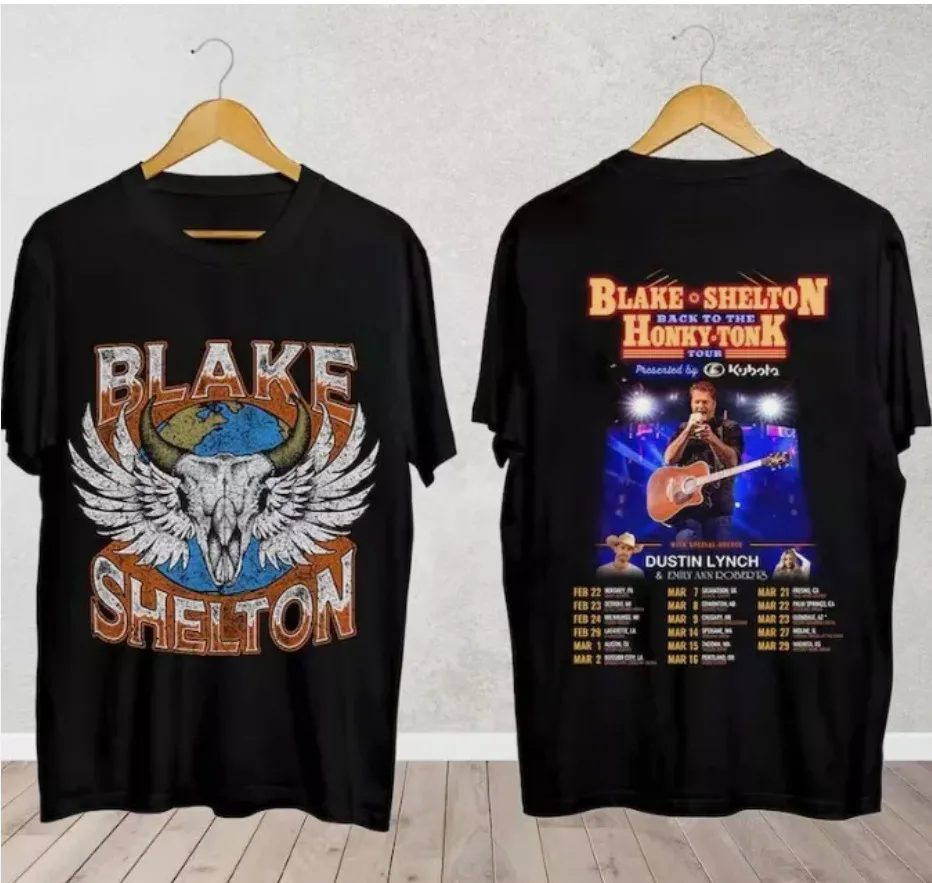 Blake Shelton 2024 Back to the Honky Tonk Tour Black T-Shirt Gift