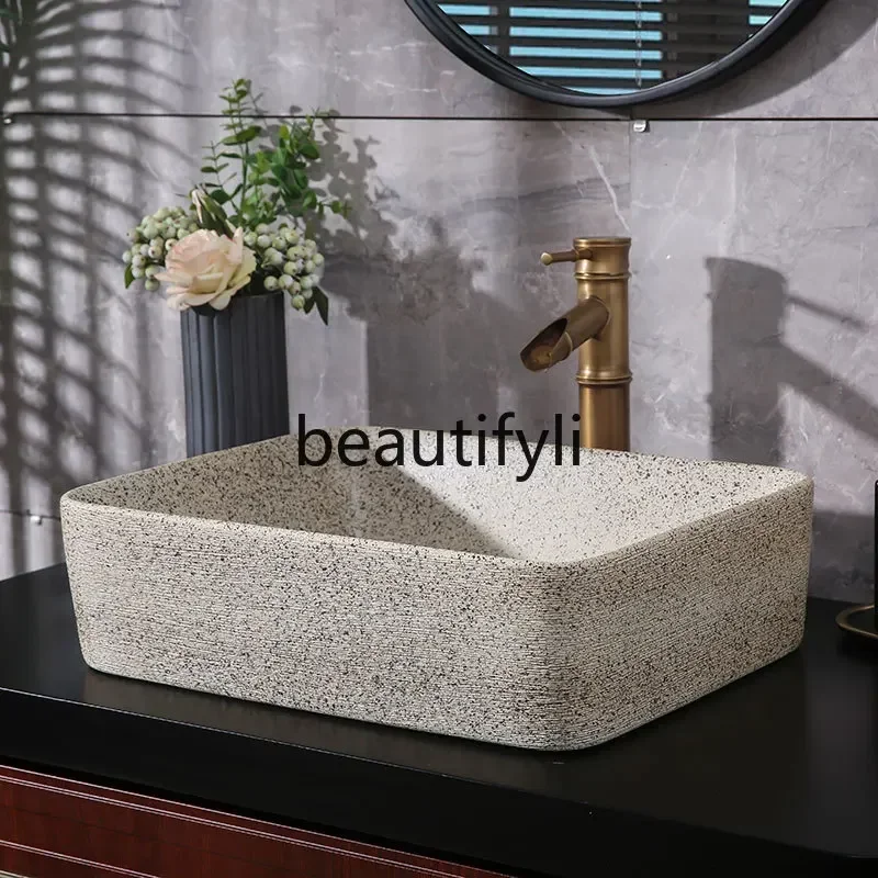 

smt03A ss Новая креативная раковина в стиле ретро на столешнице с имитацией камня, уличная ручная стирка, одиночная раковина, двор, балкон, бассейн, уличная стирка