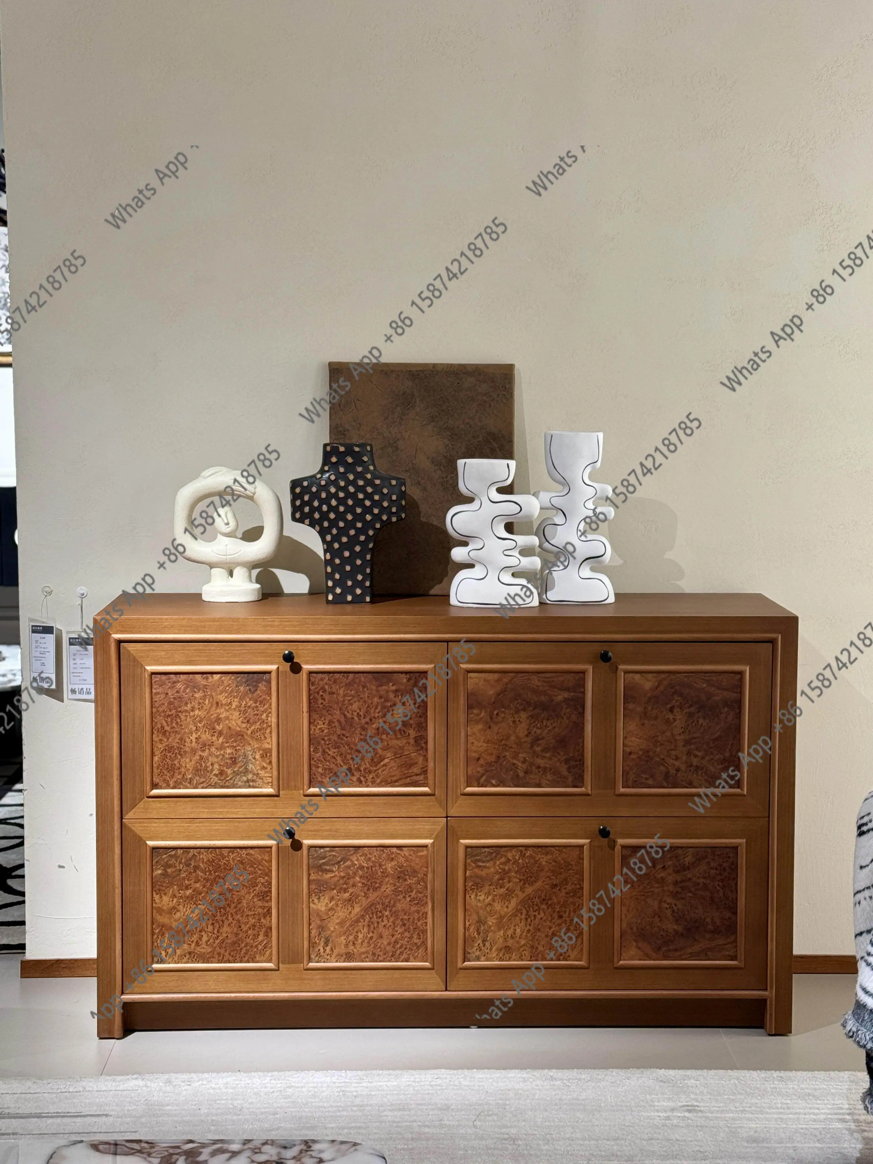 

Medieval solid wood porch cabinet household bedroom storage French living room designer can be customized