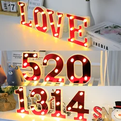 16cm Red Luminous 26 English Letters LED Night Light Alphabet Number Lamp Christmas Wedding Birthday Party Propose Decoration