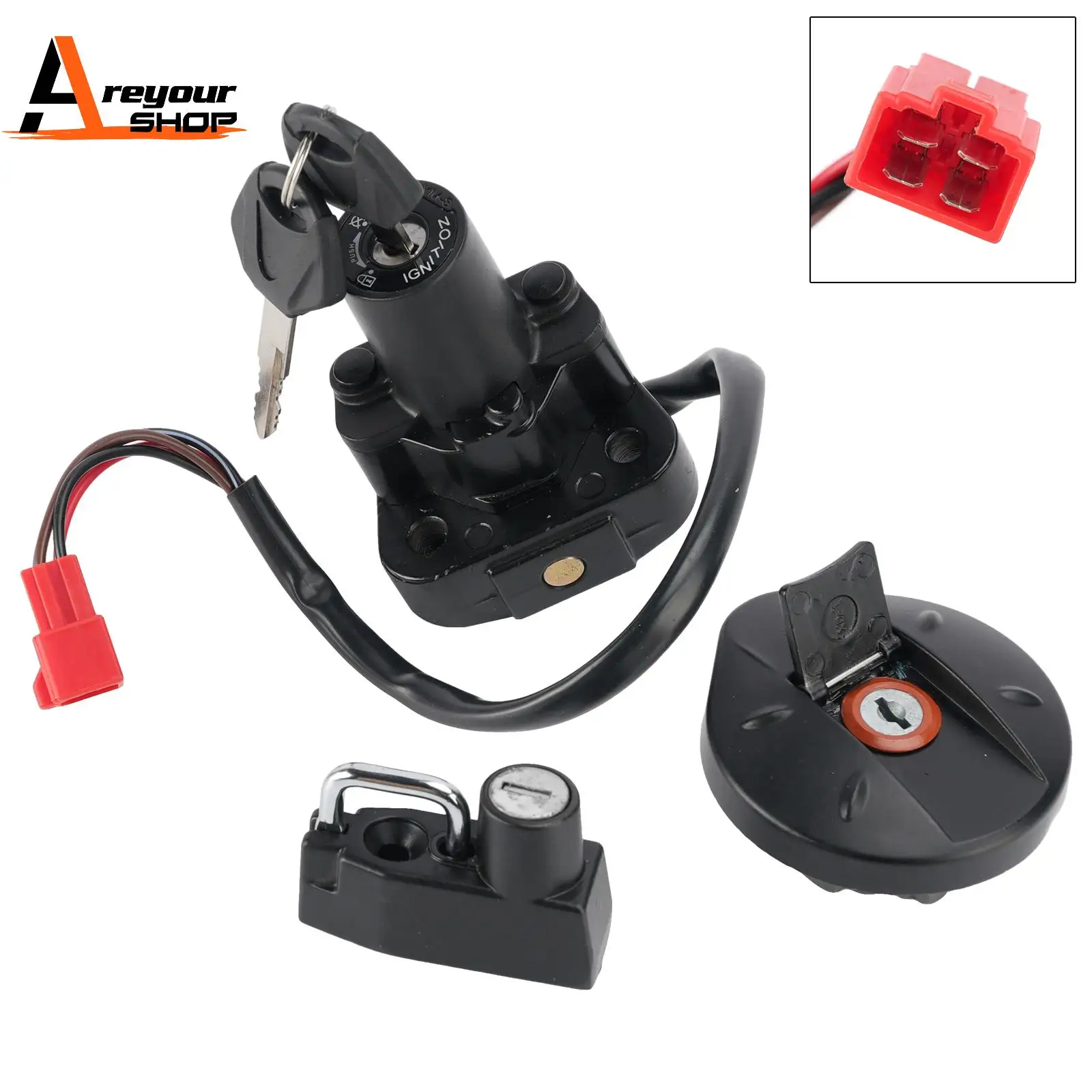 areyourshop-set-di-interruttore-di-accensione-a-4-fili-tappo-carburante-e-blocco-casco-per-yamaha-xt-250-x-serow-2005-2017