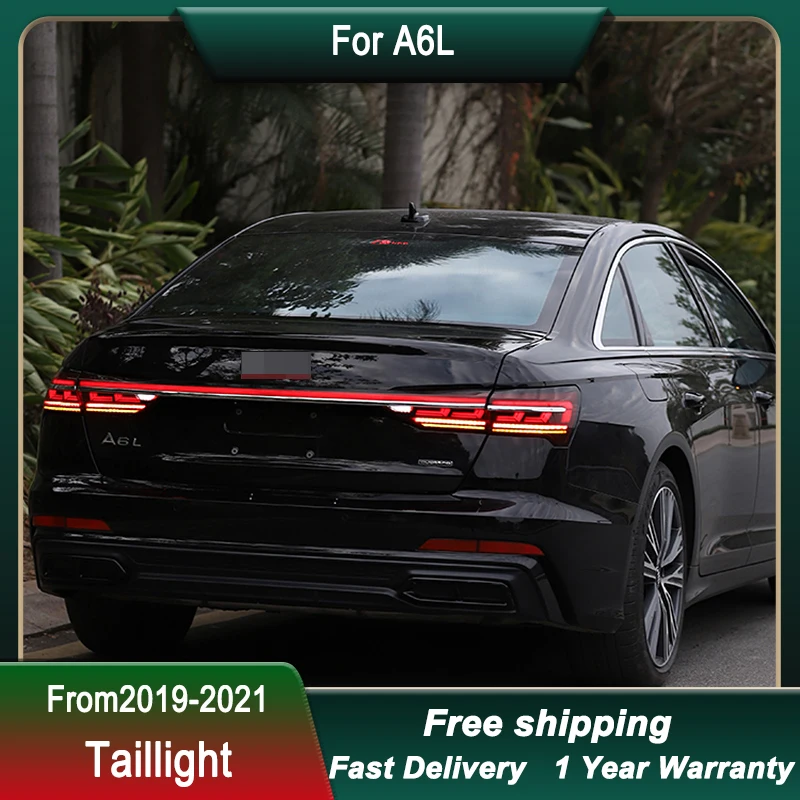 Car styling Through Tail Lights For Audi A6L 2019-2021 FULL LED new Style  Brake Reverse Tail Lamp  Light Tail Lamp Assembly