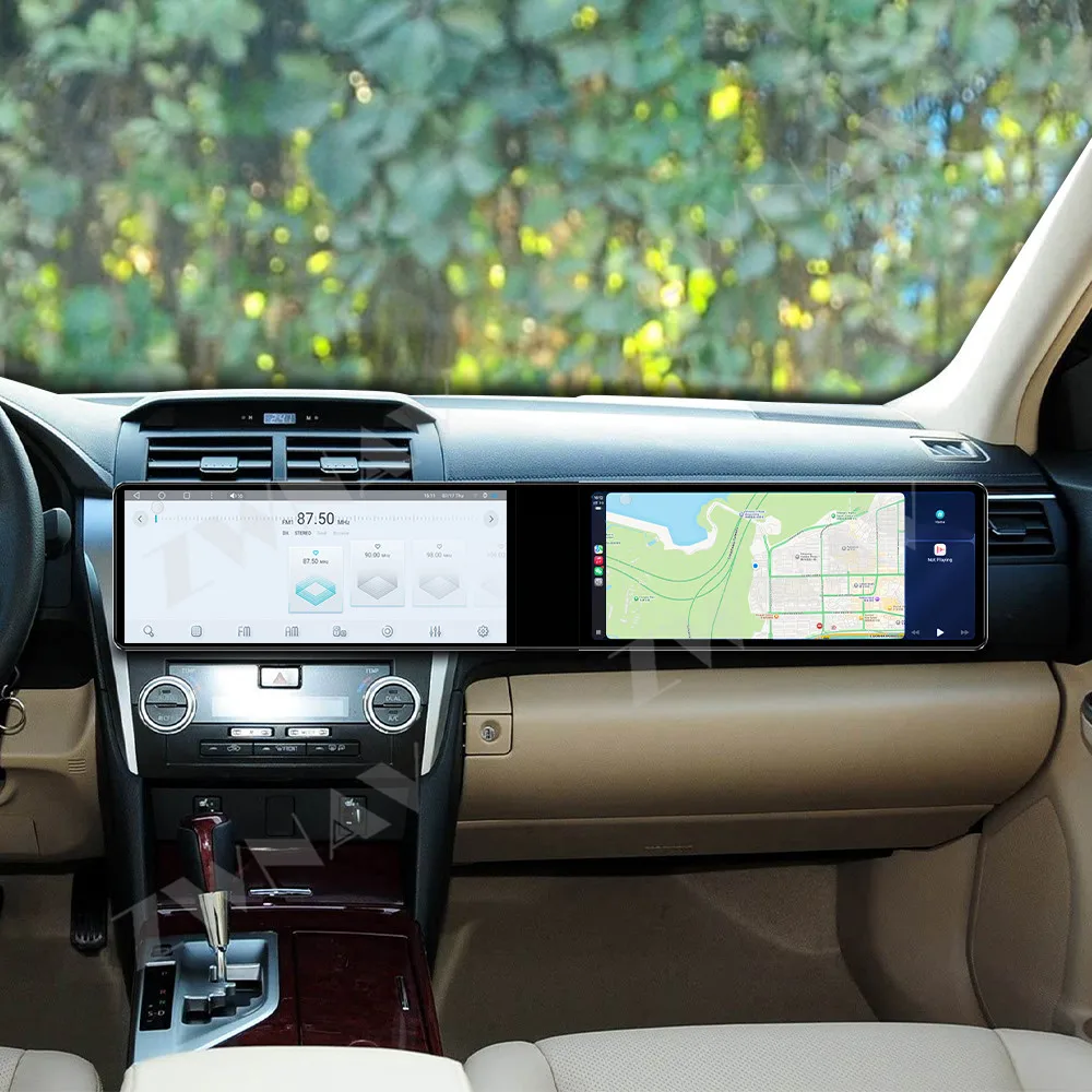 Para Toyota Camry 2012-2015, Player Multimídia GPS para Carro com Tela Dupla HD de 12.3" Android 13, Acessórios para Interior de Carro
