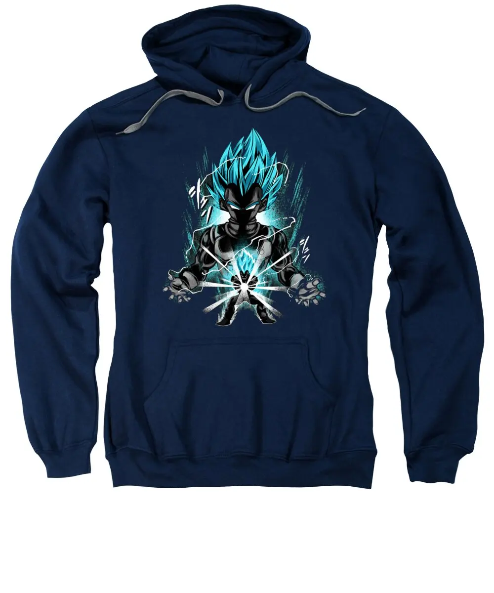 Felpa con cappuccio Dragon Ball Vegeta con stampa blu Super Saiyan Energy Ball Effect Nero Bianco Inchiostro Splash Anime Streetwear per adulti Bambini