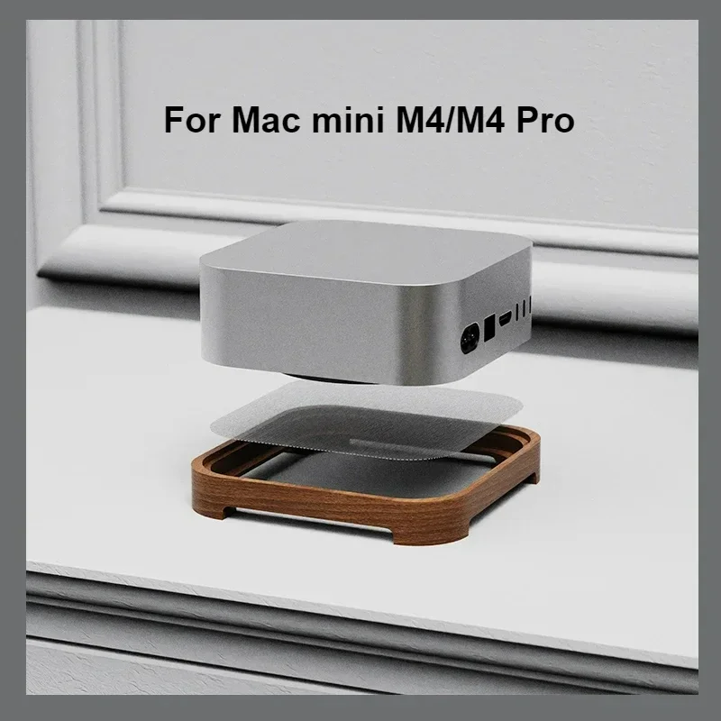 

For Mac mini M4/M4 Pro Dust Docking Station Host Bracket Walnut Beech Stand Heightened Dustproof Design Accessories