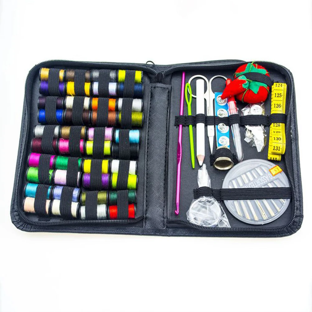 

129 pcs Kit In 1 Set Portable Sewing Accessories With Zipper Bag 40 Rolls Thread 30 Needles Tools For Crafts Clothes Diy Costume