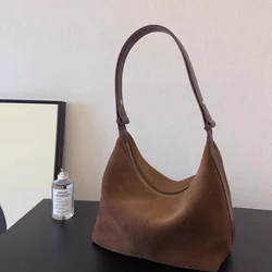 Mystic Frosted Women's Bag 2026 New Underarm Tote Bag Vintage Deer Suede Luxury Feel Single Shoulder Crossbody Bag