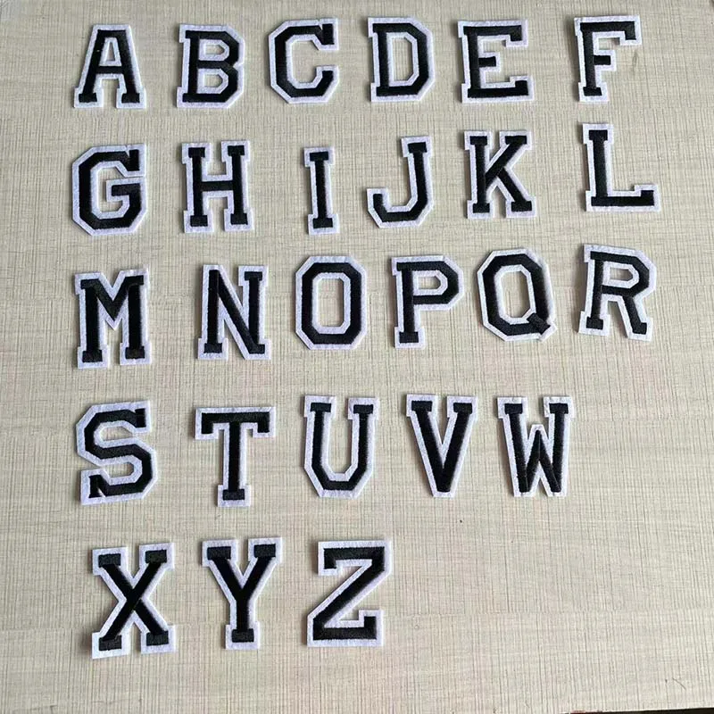 26 Stück/Set, A~Z farbige Alphabetbuchstaben Stickerei-Applikationen, Aufbügelbare Patches, thermoadhäsive Stoffkleidungsaufkleber – Detail 11