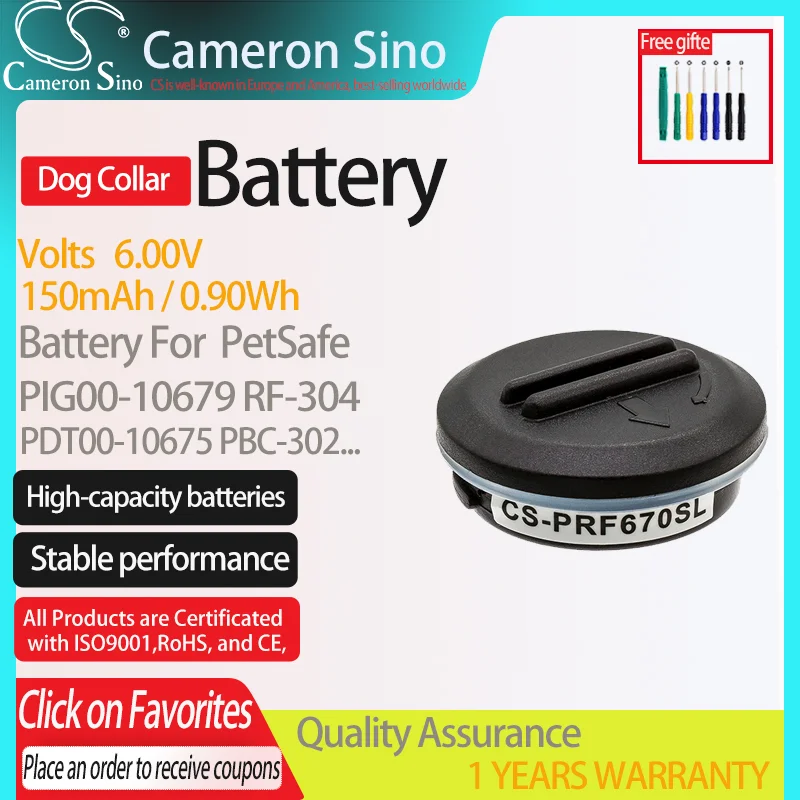 Cameronsinoバッテリーpetsafe PIF-275-19 PRF-3004W PIG00-10679 PDT24-10793.fits RFA-67 RFA-67D-11、犬の首輪バッテリー。