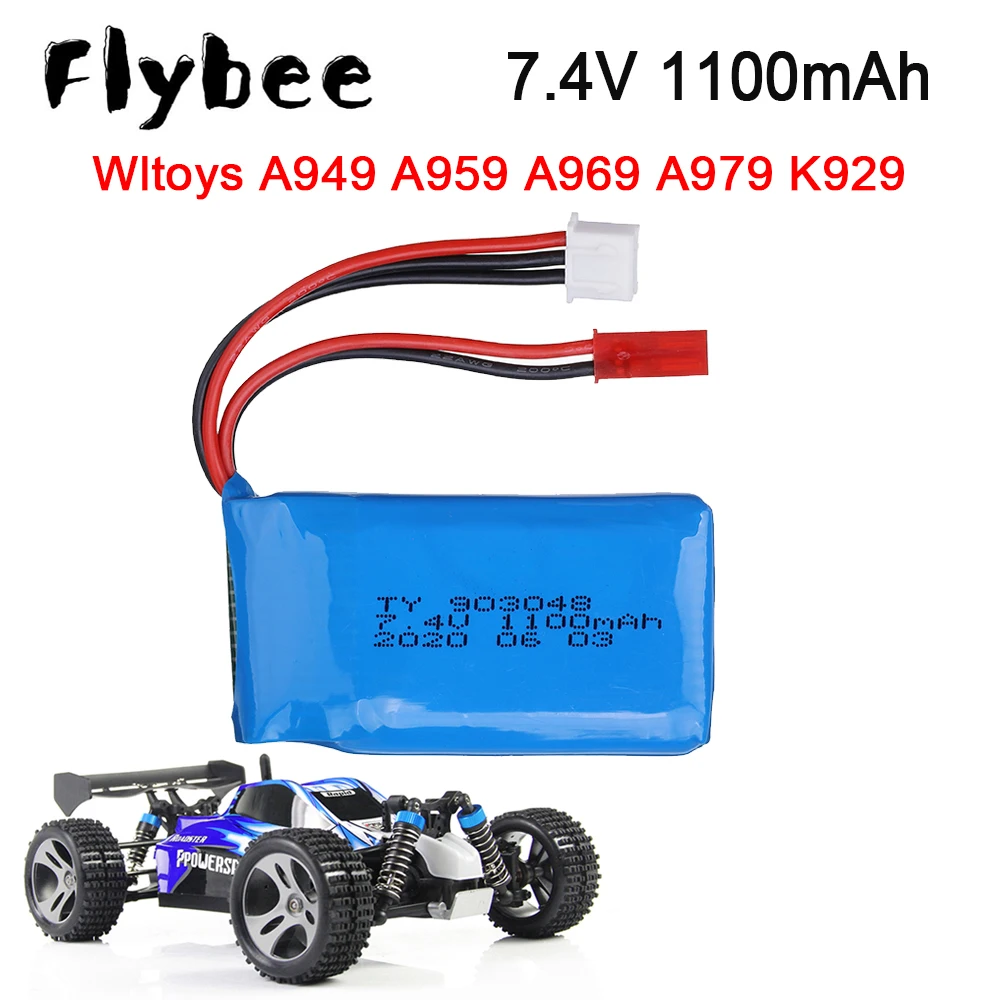 7.4V 1100mAh Li-Po Battery for WLtoys A949 A959 A969 A979 V912 V913 V353 k929 V262 L959 T23 T55 F45 2S 7.4V Car Battery parts