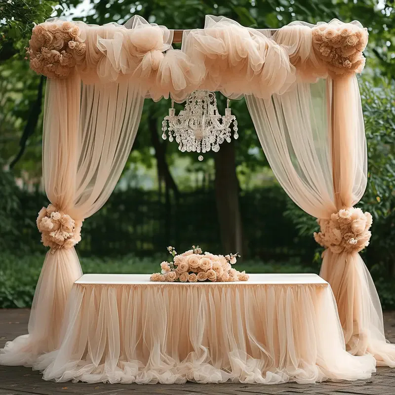 Tüllstoff, himmelblau, durchsichtig, Tischläufer, Stuhlbögen, Hintergrundvorhänge für Babyparty, Geburtstag, Hochzeit, für Party, Fotos, Dekoration – Detail 8