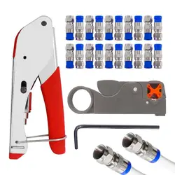 Coax Crimper Kit Portable Coaxial Cable Crimper Stripper Easy To Store Wire Crimper With High Hardness For CCTV Systems Cable