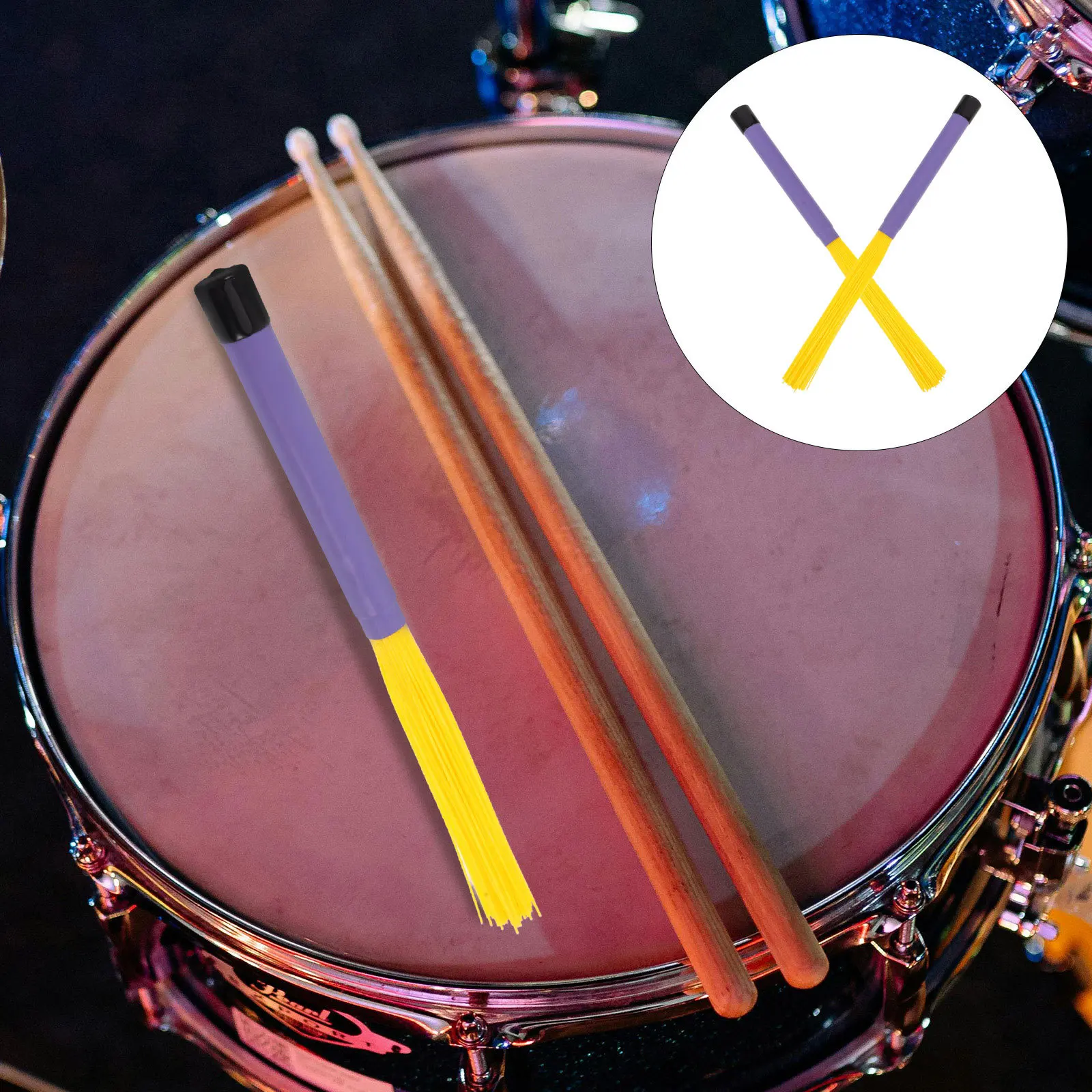 

1Pair Jazz Drum Brushes Retractable Nylon Wires Smooth Playing Experience Versatile Use for Various Instruments