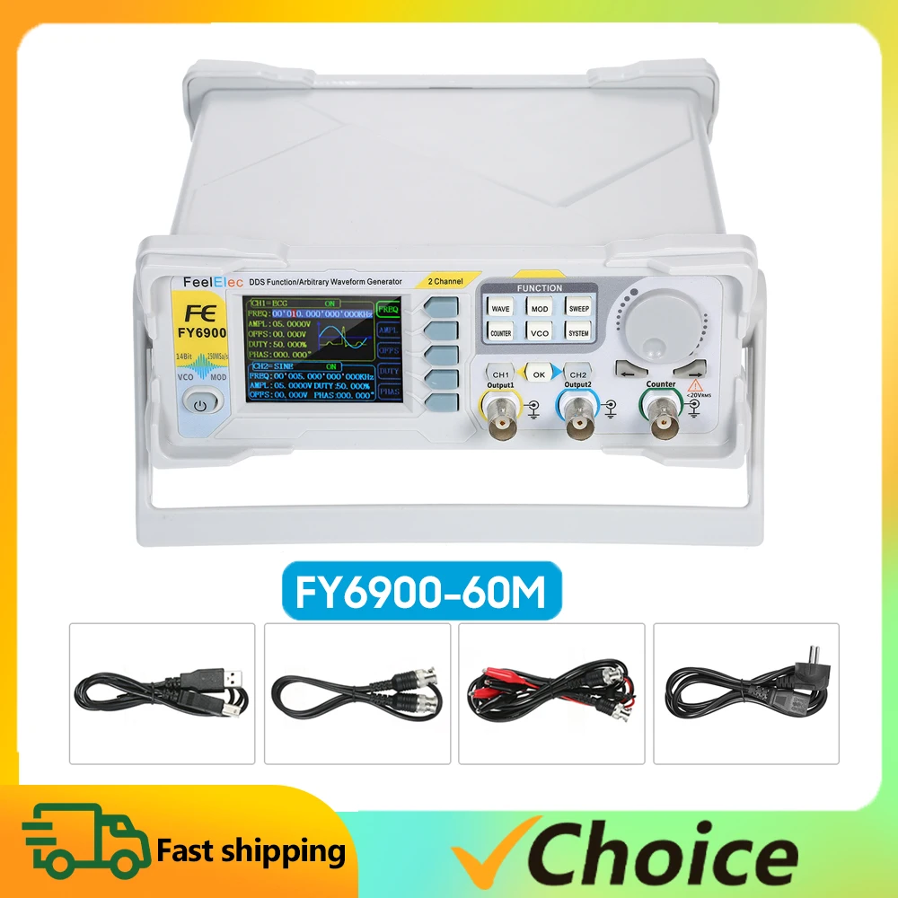 FY6900-100M Function Signal Generator High Precision Digital DDS Dualc-hanel Function Signal/Arbitrary Waveform Generator