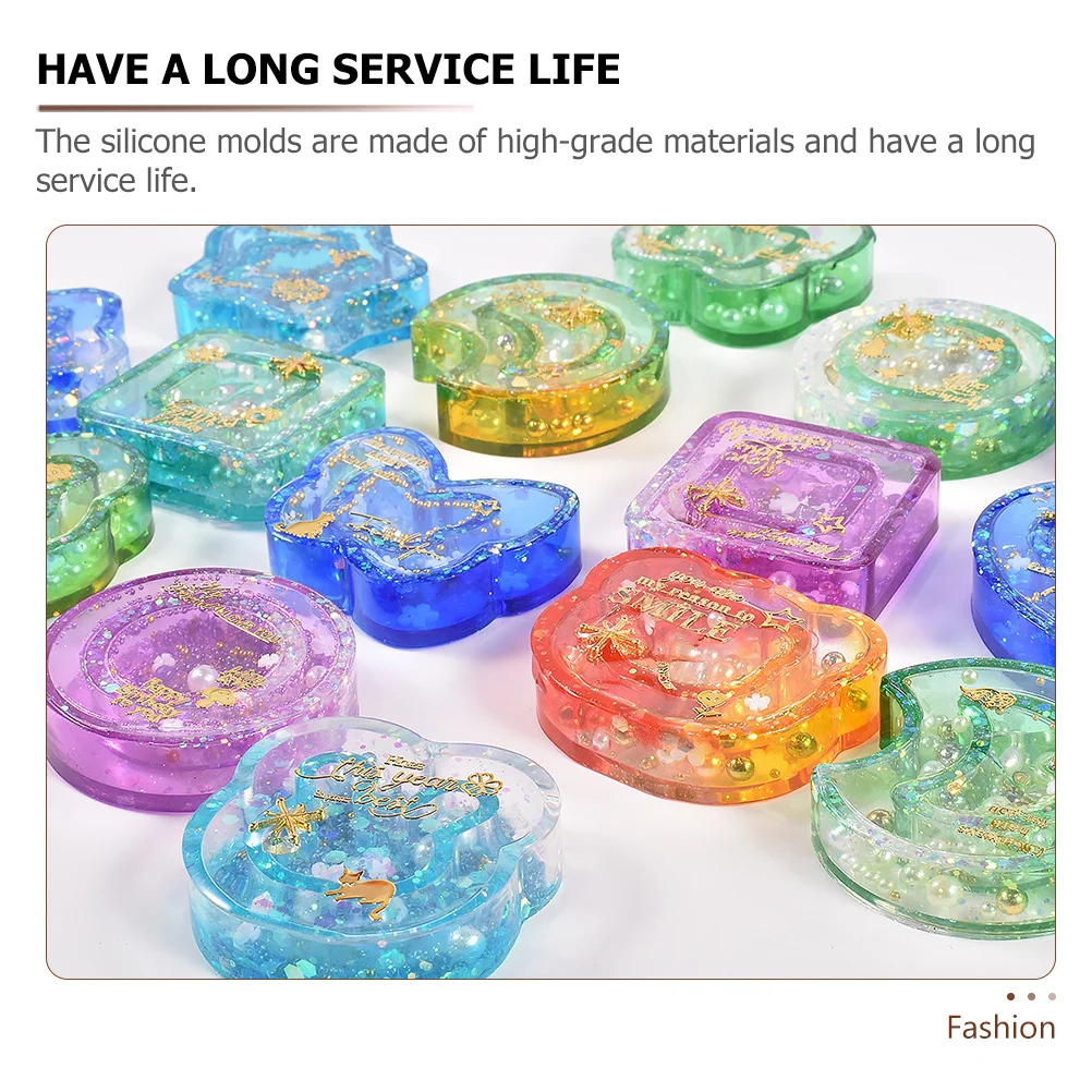 

8Pcs Silicone Resin Molds Moving Sand Keychain DIY Flexible Pendant Craft Making Supply Keychain Molds Key Rings