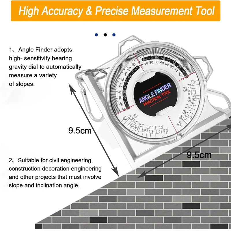 Angle Finder Inclinometer Protractor Magnetic Angle Finder Angle Measuring Tool Tilt Level Meter Slope Locator Angle Meter Gauge