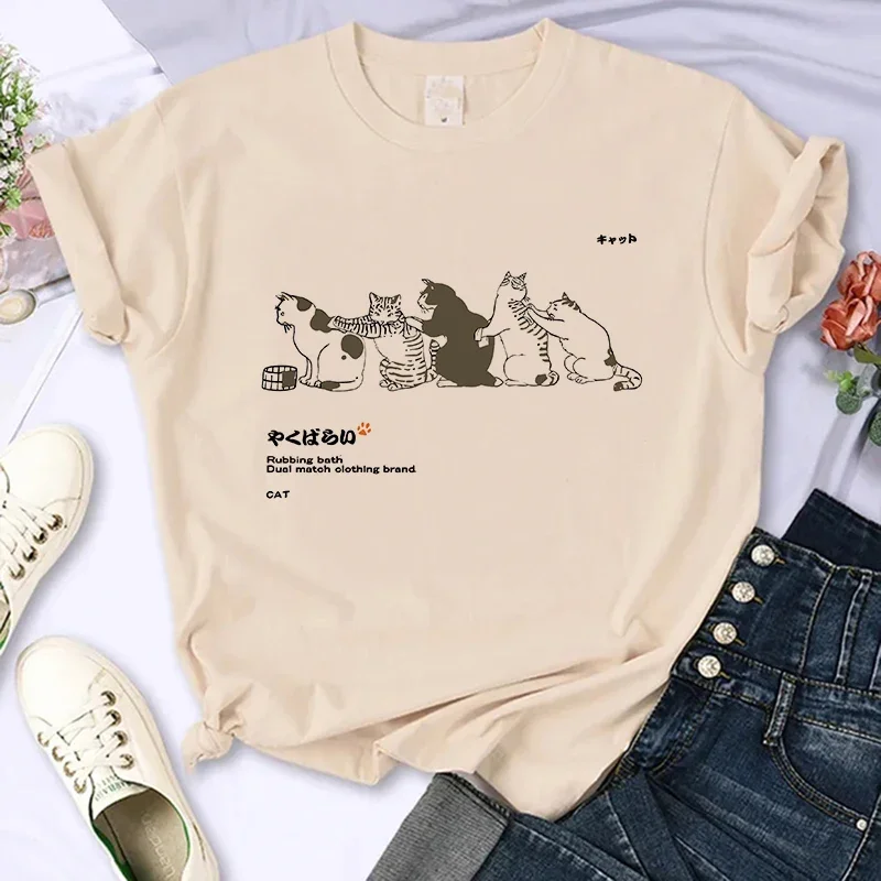 Y2k 90s Cute Cat Shirt Women Funny Cartoon T Shirt Harajuku Graphic Ulzzang T-shirt Aesthetic Tshirt Top Tee Female T-shirts