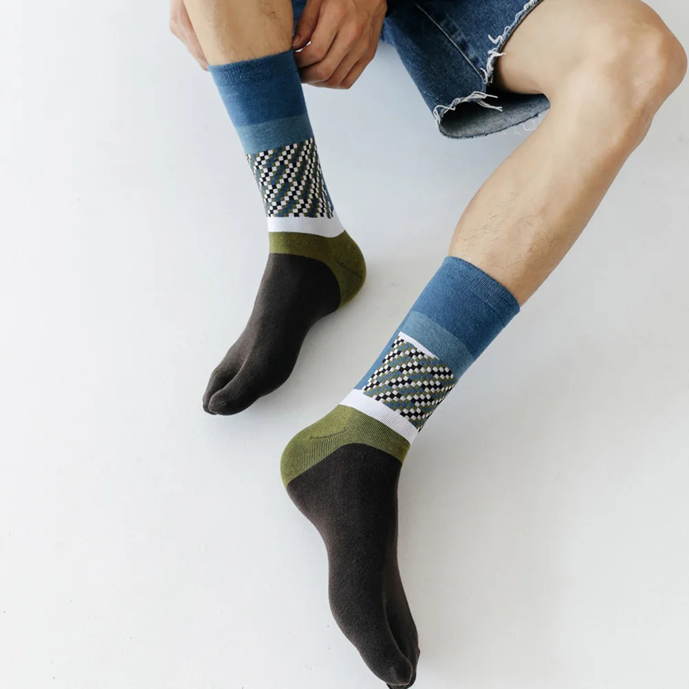 

5 Pairs 35 44 Size Mid Calf Split Toe Socks Japanese Style Cotton Breathable Elastic Fashionable Creative Well