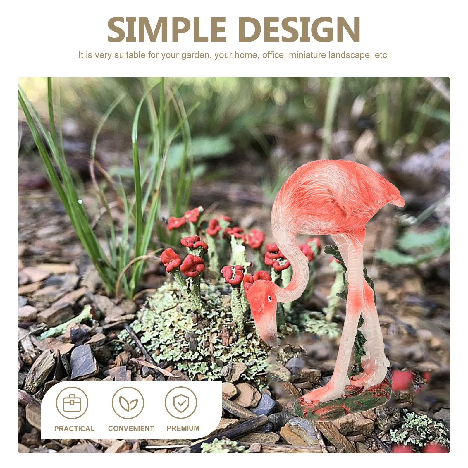 

2pcs Flamingo Garden Decor Resin Outdoor Statue Weatherproof Yard Decoration Lightweight Durable Pink Flamingos For Landscaping