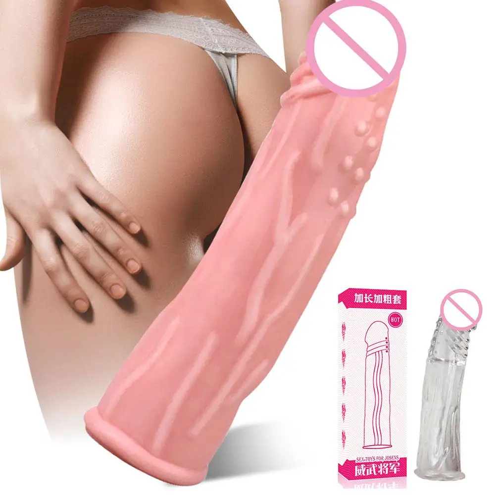 Crystal Penis Extender Sleeve Reusable Condoms Delay Ejaculation Prostate Massager Cock Ring Intimate Goods Sex Products For Men