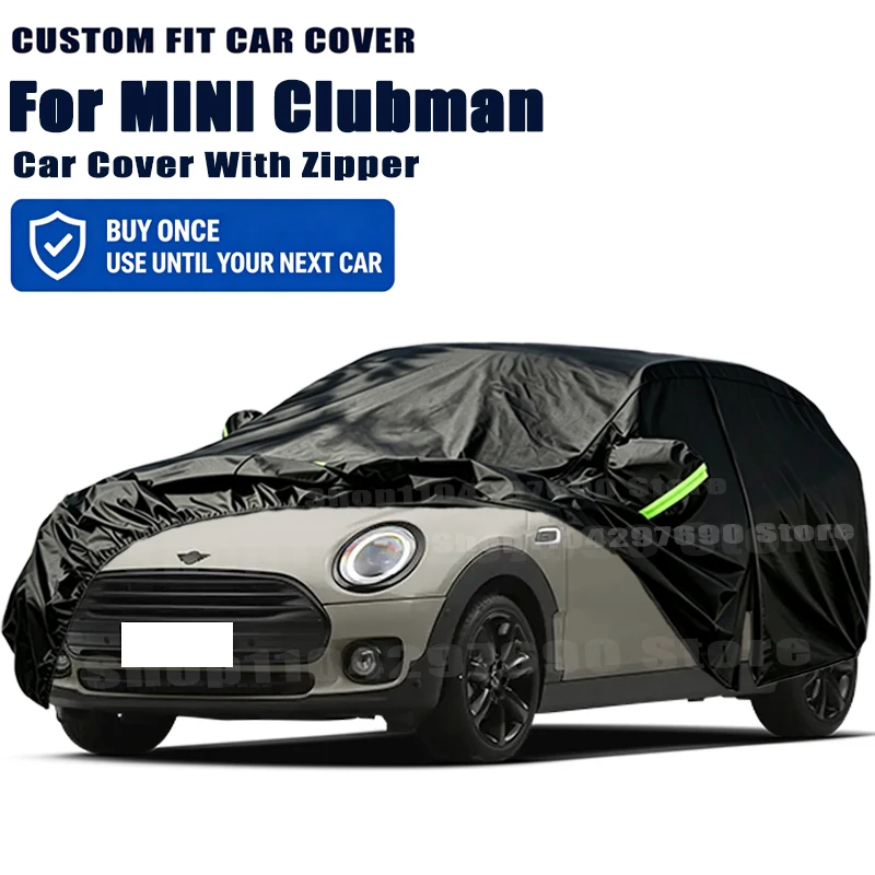 For MINI Clubman Outdoor Full Car Cover With Zipper Snow Cover Sunshade Waterproof Dustproof Exterior Protection