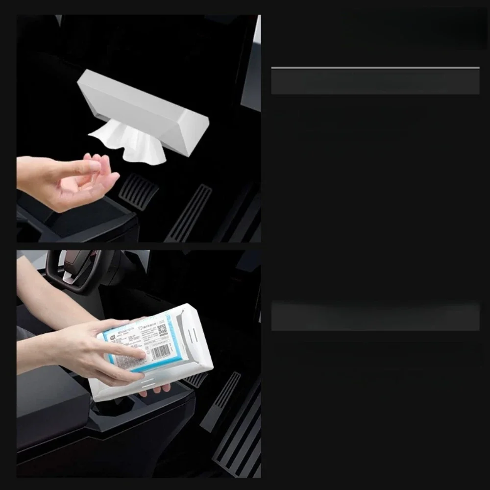 Voor Tesla Cybertruck Siliconen Auto Tissue Box Rugleuning Hangende Tissue Houder Box Met Fix Strap Auto Interieur Accessoires