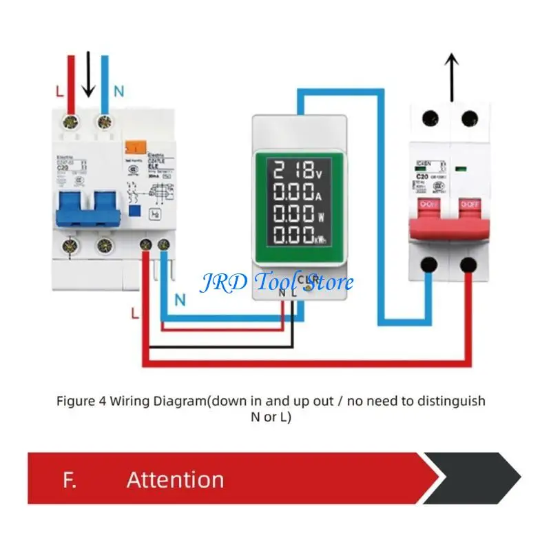 

A2UD Amp Коэффициент мощности для времени энергии. Монитор тока тока Din Wattmeter Вольтметр Ammeter Meter AC50-300V