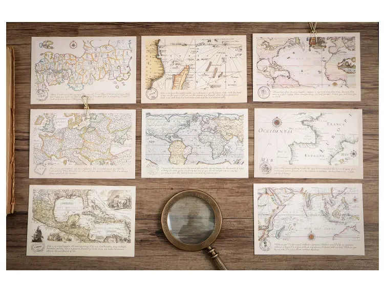 30pcs/case Postcard Lonely Cruise Retro Map Landscape Creative Postcard Nostalgic Nautical Greeting Cards