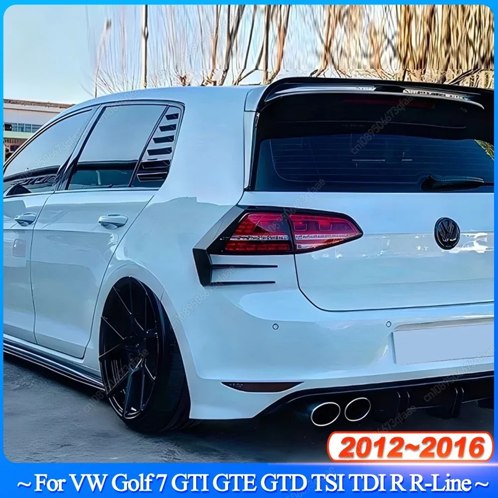 For VW Golf 7 GTI GTE GTD TSI TDI R R-Line 2012-2016 Car Rear Bumper Tail Light Wind Blade Rear Spoiler Body Kit Tuning Black