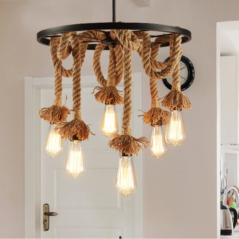 

Loft Retro Vintage Lamps E27 Rope Lights Bar Restaurant Living Room Dining Cafe Pub Club Office Industry Wind Chandelier