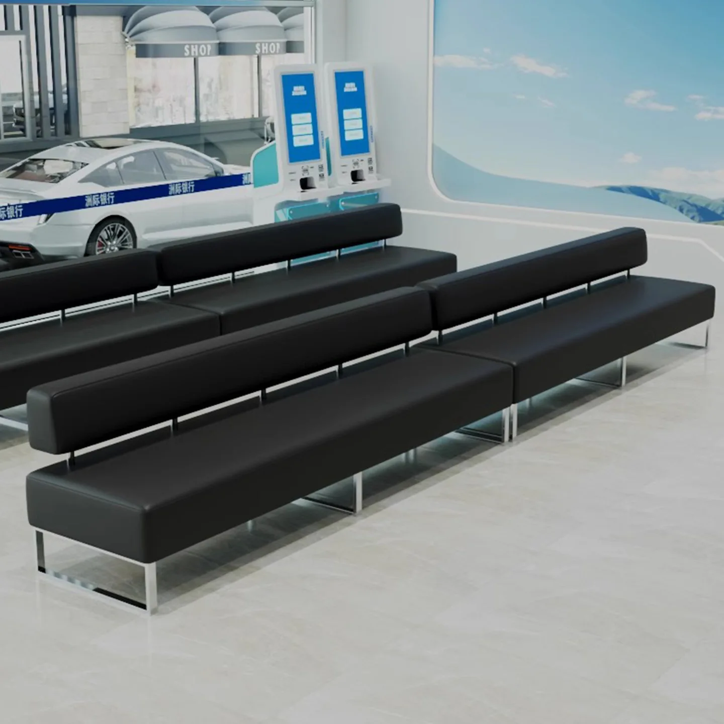 Hospital Dental Clinic Barber Shop Aisle Parent Waiting Area Reception Sofa Training Institution Long Seat Sofa