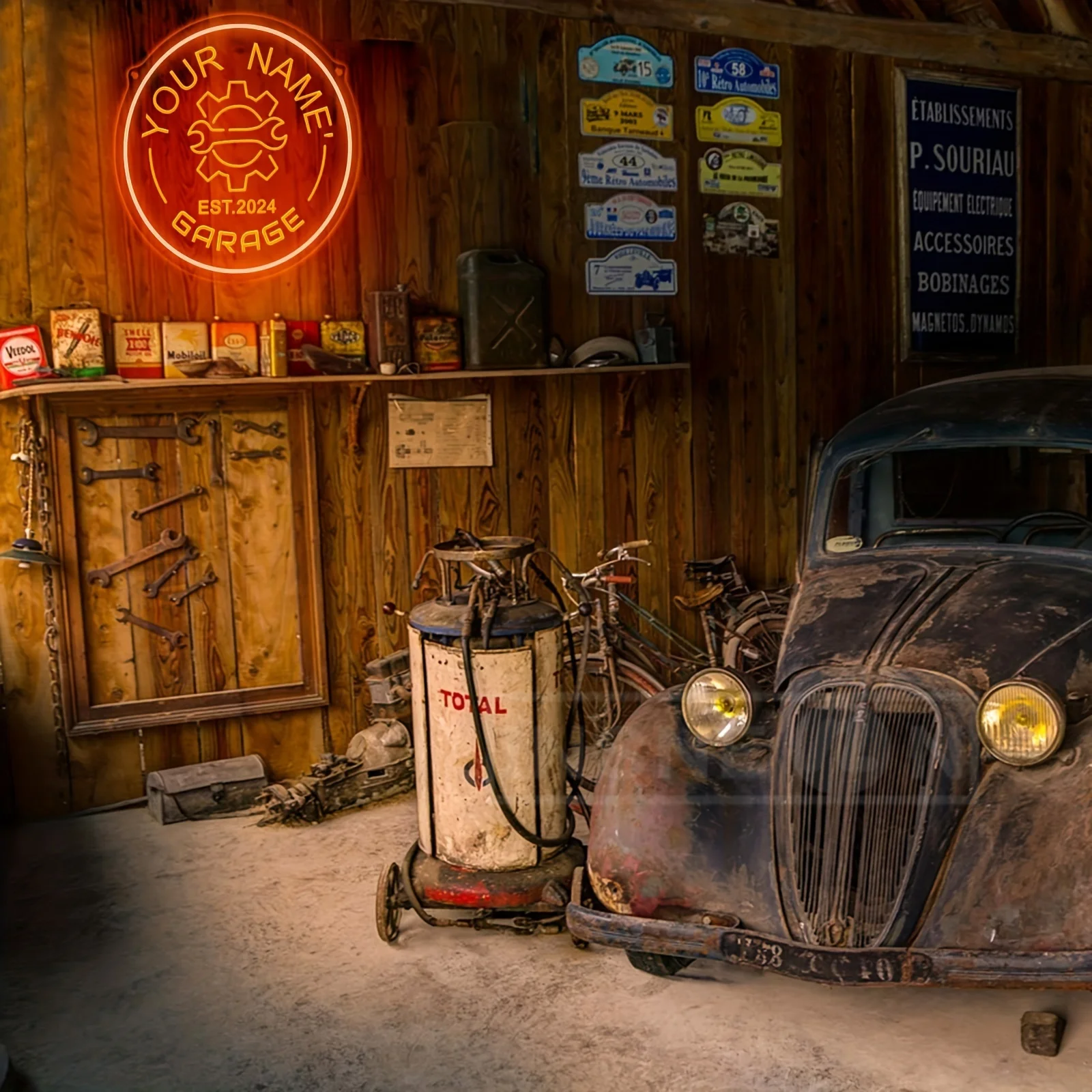 عرف اسمك النيون المرآب تسجيل والعتاد تصميم USB سطوع قابل للتعديل وحدة إضاءة LED جداريّة ديكور عشاق السيارات الأطراف المرآب ديكور