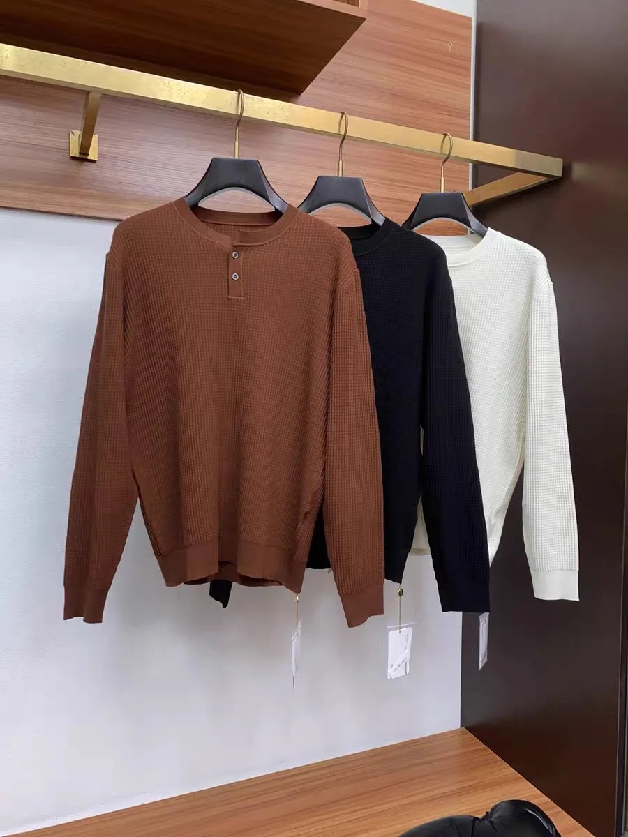 

Italian Sle Luxury Men's Knitted Long Sve Sweater Casual Henry Collar Spring Autumn Comfortable Breathable Faionable